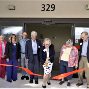Participants in the ribbon cutting to open the MaineHealth Lois Skillings, RN Health Center were (from left): Christopher Bowe, MD, President MaineHealth Mid Coast Hospital; Debra Poulin, Director of Clinical Services, Maine Office of Behavioral Health; Kelly Barton, MPH, President MaineHealth Behavioral Health; Bruce McGlauflin, MaineHealth Mid Coast Hospital Board Vice Chair; Dan Morgenstern, MD, MaineHealth Mid Coast Hospital Board Chair; Lois Skillings, RN, former Mid Coast Hospital President; Betsey Morse, Capital Campaign Cabinet, Co-Chair; John Morse, Capital Campaign Cabinet, Co-Chair; Andy Mueller, MD, MaineHealth CEO. (Photo courtesy MaineHealth) Participants in the ribbon cutting to open the MaineHealth Lois Skillings, RN Health Center were (from left): Christopher Bowe, MD, President MaineHealth Mid Coast Hospital; Debra Poulin, Director of Clinical Services, Maine Office of Behavioral Health; Kelly Barton, MPH, President MaineHealth Behavioral Health; Bruce McGlauflin, MaineHealth Mid Coast Hospital Board Vice Chair; Dan Morgenstern, MD, MaineHealth Mid Coast Hospital Board Chair; Lois Skillings, RN, former Mid Coast Hospital President; Betsey Mo