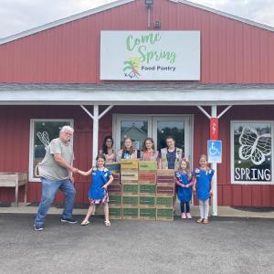 Come Spring Food Pantry recurved cookies from Addie and Rinny of 1711, Myf of 1562, Lorelei of 191, Bella and Clara of 548, and Soph, Juliette in Knox. (Photo courtesy Trina Schroeder)