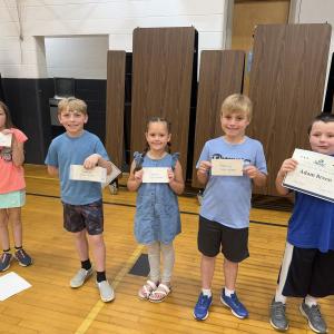 Raffle winners Ella Hamlin, Logan King, Ryleigh Gagnon, Essie Ross, Adam Breen. (Photo courtesy Thomaston Grammar School)