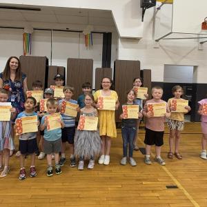 Creativity Award winners. Front: Evie Guite, Cameron Petty, Liam Eustis, Izalea Donnell-McLean, Aoife Miller, Azrael Dare. Back: Principal Ainslee Riley, Milo Fisher, Jack DeYoung, Carter Spicer, Colton Webber, Charlie Adams, LoriLei Grout, Quinn Blakeway, Marley Johnson, Evelyn Curtis. (Photo courtesy Thomaston Grammar School)
