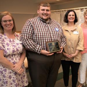 The Waldoboro Lions Club received the Coulombe Center Award for Innovation on June 4. Pictured in the photo are, from left, Katie Spear; Lions Club president Daniel Vannah; Coulombe Center for Health Improvement Director Anni Pat McKenney; and MaineHealth Lincoln Hospital President Cindy Wade, RN, BSN, MHA. Courtesy photo
The Waldoboro Lions Club received the Coulombe Center Award for Innovation on June 4. Pictured in the photo are, from left, Katie Spear; Lions Club president Daniel Vannah; Coulombe Center for Health Improvement Director Anni Pat McKenney; and MaineHealth Lincoln Hospital President Cindy Wade, RN, BSN, MHA. Courtesy photo