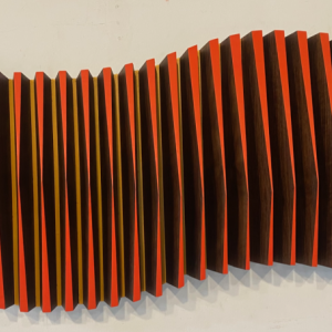 Jamie Johnston, STEADY, 18” x 34” x 5 1/2”, wood and paint. (Photo courtesy Triangle Gallery)