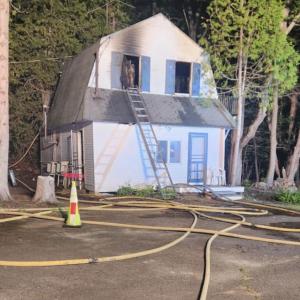 The interior of a cabin on the High Tide Inn property in Camden was destroyed Wednesday night after a fire broke out in a back hallway. (Photo courtesy Camden Fire Dept.) c
