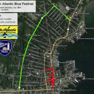 Bypass route map courtesy Rockland Police Department.