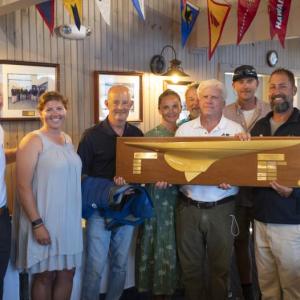 BLACK WATCH captain and crew receiving the Shipyard Cup and Classics Challenge 1st Overall trophy during the award ceremony. Don Snyder photo