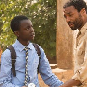 Maxwell Simba Owino and Chiwetel Ejiofor in a scene from The Boy Who Harnessed the Wind. (Photo courtesy Strand Theatre)