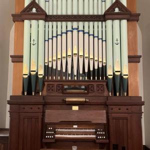E. & G.G. Hook & Hastings Company built the Broad Bay Church organ in 1875. (Photo courtesy Broad Bay Congregational Church)