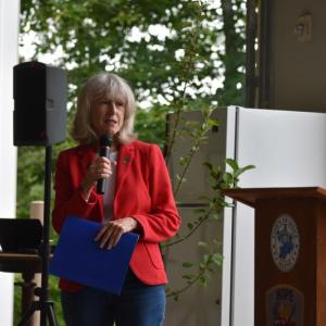 Representative Vicki Dudera shared her own thoughts and then read a commemoration written by Gov. Janet T. Mills. (Photo by Sarah Thompson)