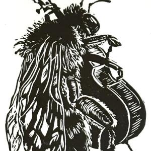 Erin Lobb Mason’s “Bass Fly” woodblock print. (Photo courtesy New Era Gallery) Erin Lobb Mason’s “Bass Fly” woodblock print. (Photo courtesy New Era Gallery)