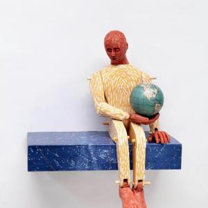 Jessica Straus, OH EARTH, wood, paint, inkjet on paper. (Photo courtesy Triangle Gallery)