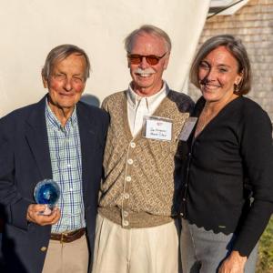 Left to right: Chris Beebe, winner of the 2025 Award for Philanthropic Excellence; Jim Hengerer, Board Chair, United Midcoast Charities; Jenn Chipman, Business Development Coordinator at Maine State Credit Union, sponsor of this year's award presentation. (Photo courtesy United Midcoast Charities)
