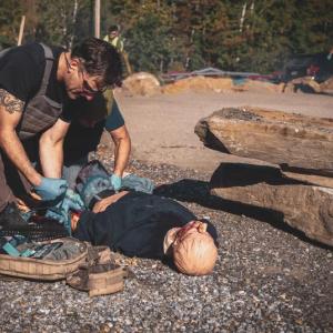 Tying tourniquets and stopping the bleed. (Photo courtesy Connor Howland/Camden Fire Dept.)