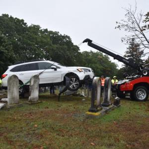 Progress being made as car is pulled over stone