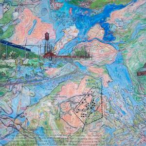 INTERSECTING ECOLOGIES: Panel II, 76 in W x 68 H. (Photo courtesy Dr. Aaron Rosen)