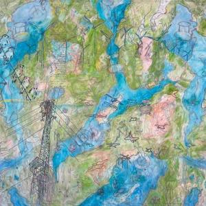 INTERSECTING ECOLOGIES: Panel III, 108 in W x 68 H. (Photo courtesy Dr. Aaron Rosen)