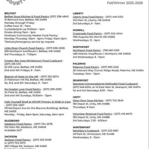 A resource sheet on where to get assistance. (Photo courtesy Searsport Community Facebook page) A resource sheet on where to get assistance in Waldo County. Photo courtesy Searsport Community Facebook page