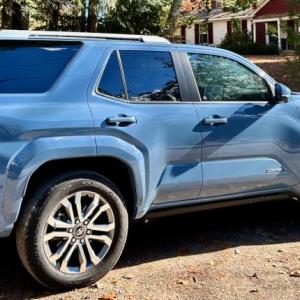Totally overhauled for 2025, the 4Runner has a new interior and new connectivity and safety technology as well as new powertrains and sheet metal, yet it is unmistakably a 4Runner. Its over-the-road dynamics have improved substantially while its off-road capability should be no less than before. This color is Heritage Blue.