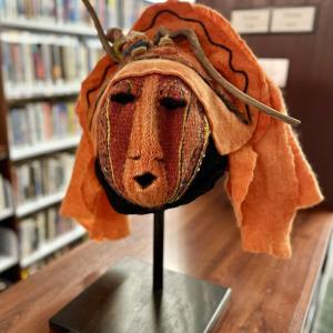 Fiber mask created by Susan Barrett Merrill. (Photo courtesy Rockport Public Library)