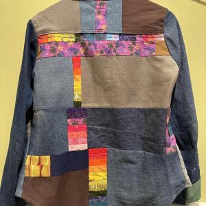 Upcycled jacket by midcoast 9th grader Ruby Sowder. (Photo courtesy Rockport Public Library)