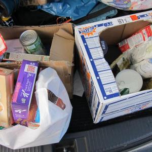 Boxes and bags of canned goods and supplies about to be delivered to the Belfast No Greater Love food pantry. (Photo by Kay Stephens) Boxes and bags of canned goods and supplies about to be delivered to the Belfast No Greater Love food pantry. Photo by Kay Stephens