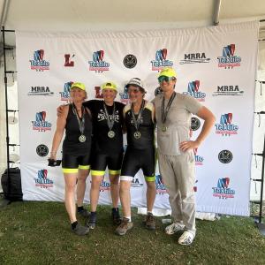Megunticook’s Mixed Quad finished with commanding style. Hugh Brock, Amy Dyer, Will Schaetzke and Meredith Currier passed three boats leaving the field in their wake by more than a minute in raw time, setting a high bar for the competition and excitement for future races. (Photo courtesy Megunticook Rowing)