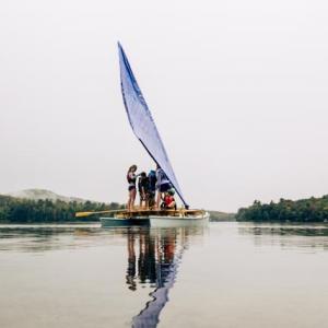 The boat is the newest addition to the school’s growing flotilla of three boats made by students at Sweet Tree School in Hope. (Photo courtesy David Garrison)