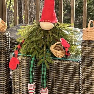 Gnome made from pine limbs