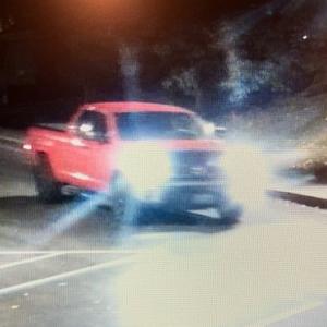 Camden Police want to talk with the driver of this red Tundra. (Photo courtesy Camden PD)