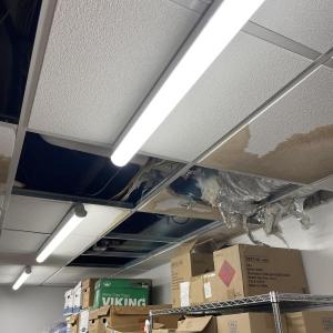 ceiling water damage in evidence room