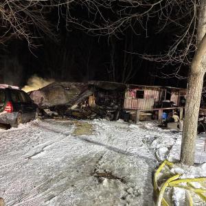 Scene of the fire, after flames extinguished