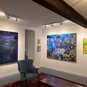 corner walls of an art gallery exhibit