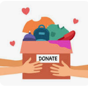 Graphic of a donation box being handed over