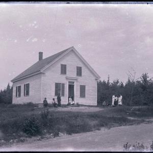 Black and white picture of a schoolhouse