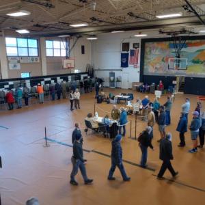 interior view of gymnasium on voting day