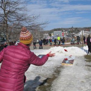 Cornhole in the courtyard. Photo by Kay Stephens