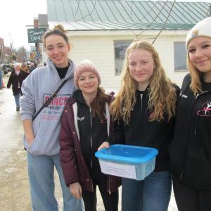 The Belfast Academy of Dance raising donations before they headed off to their competition in Sanford. Photo by Kay Stephens