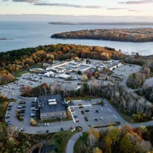 Aerial view of Pen Bay Medical Center looking toward Rockland.