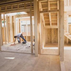 a construction worker during the building of a house