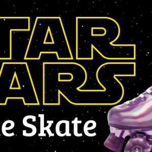 Star Wars logo with roller skates