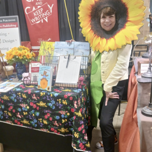 woman wearing sunflower headwear