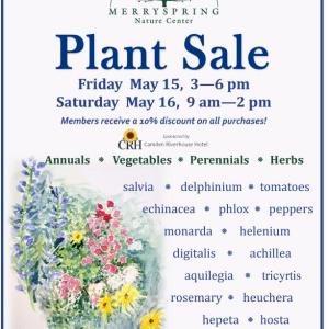 Merryspring Nature Center 2026 Plant Sale May 15th 3p - 6p.  May 16th 9a - 2p.