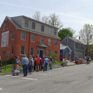 People line up for the second annual Petit Rex parade. (photo by Erica Thoms)