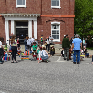 People line up for the second annual Petit Rex parade. (photo by Erica Thoms)