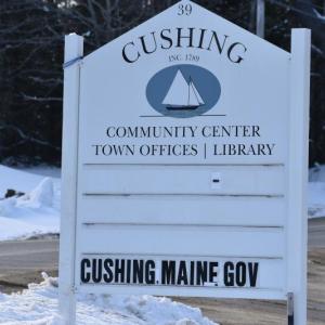 Cushing Town Office street sign