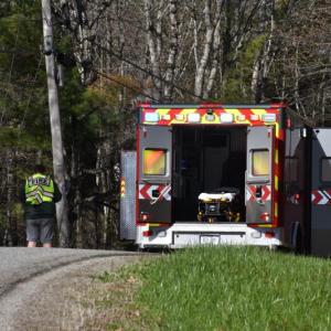 ambulance with rear doors open