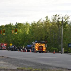 view of multiple apparatus at hospital sign