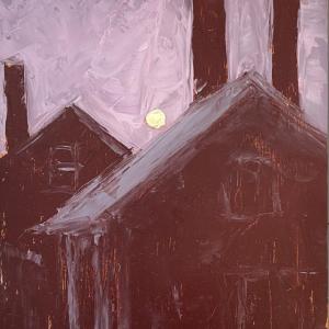 moon over buildings