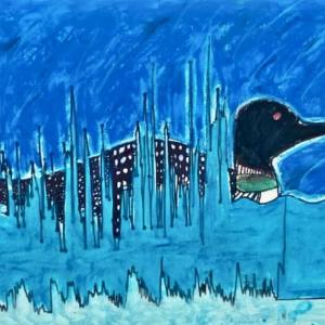 Sixth grade students at Camden Rockport Middle School artwork is hanging in downtown Camden.