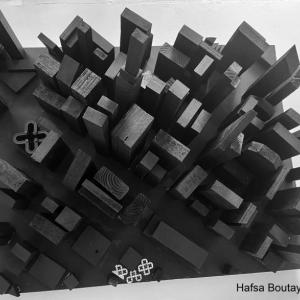 gray scale ariel view of project