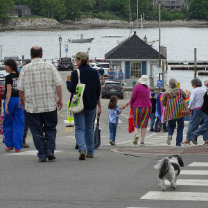 Parade participants head to the Belfast Has Pride after-party at Heritage Park. (photo by Erica Thoms)